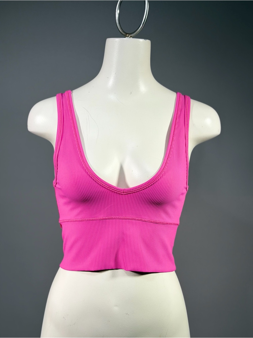 lululemon athletica Ribbed V-Neck Bandeau Crop Top - Hot Pink (r1t)